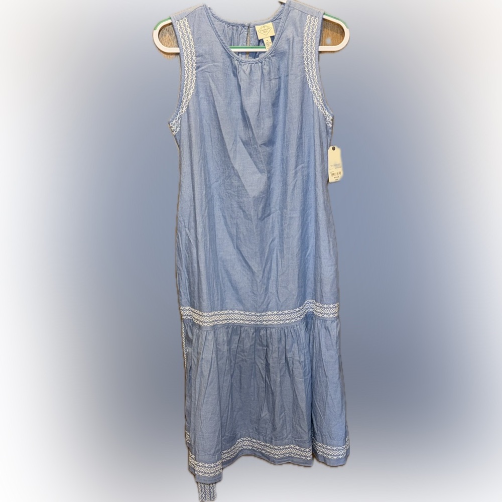 St. John's Bay Blue Dress with White Details‎ 100% cotton!